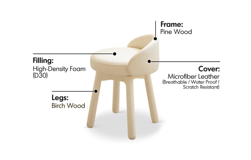 Modern Microfiber Fiber Leather Dressing Chair PEA Material Details Chart