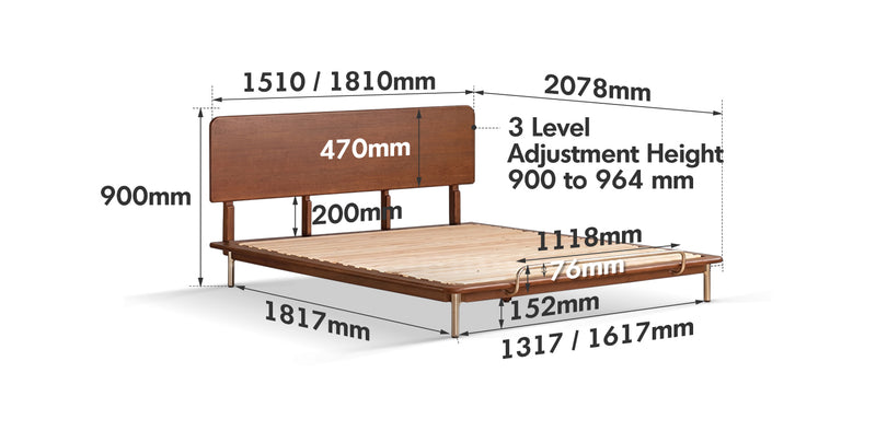Bauhaus Boxwood Bed AMERICANO Size Chart