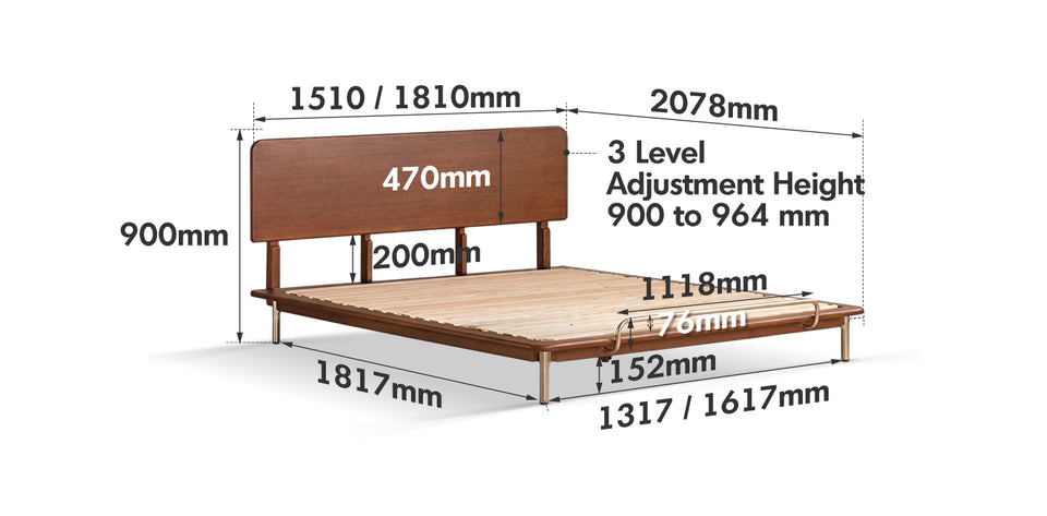 Bauhaus Boxwood Bed AMERICANO Size Chart