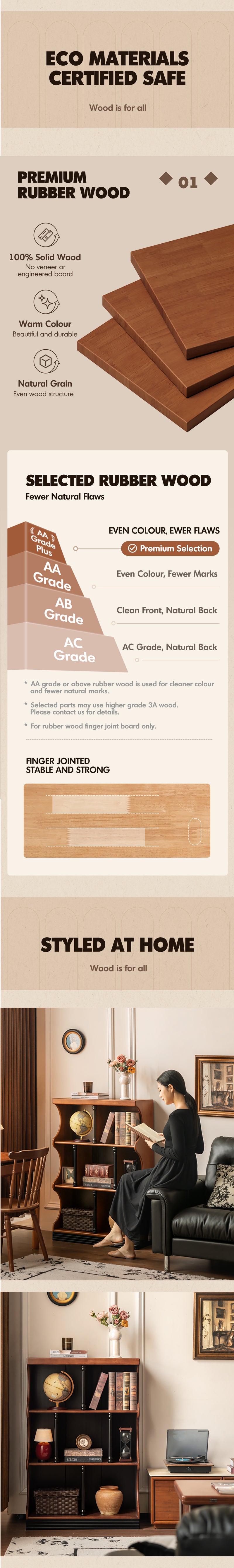 Vintage Rubber Wood Bookshelf HADID Good to Know - 3