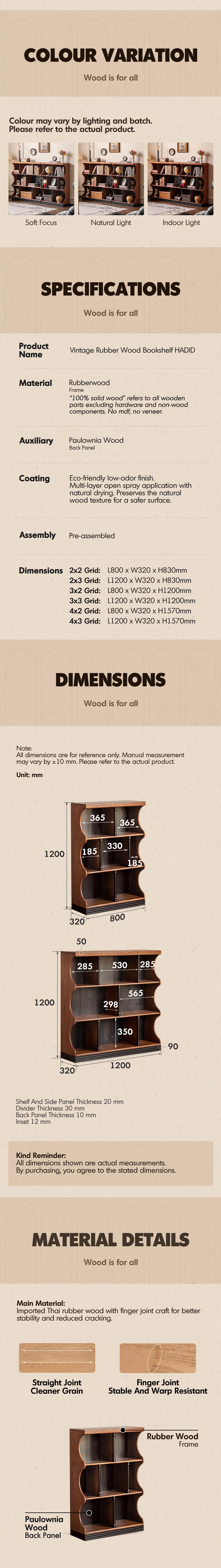 Vintage Rubber Wood Bookshelf HADID Good to Know - 4