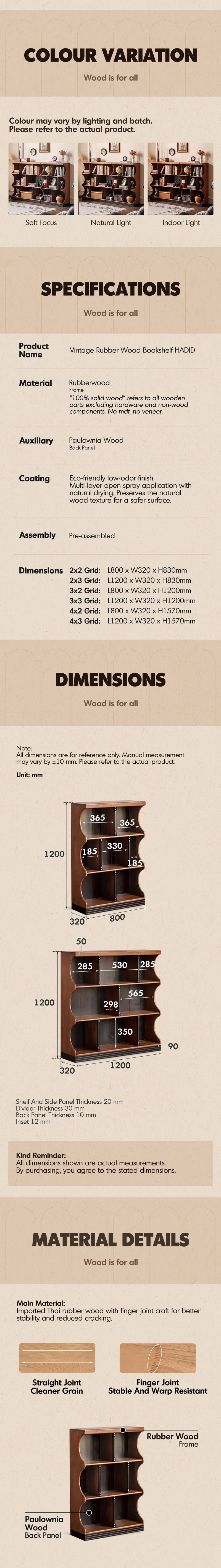 Vintage Rubber Wood Bookshelf HADID Good to Know - 4