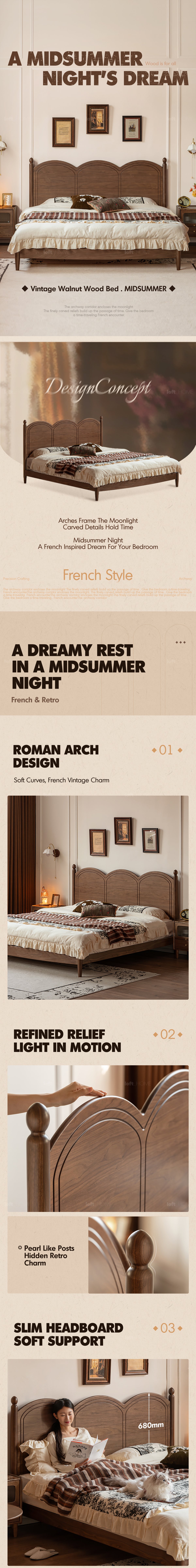 Vintage Walnut Wood Bed MIDSUMMER Good to Know - 1