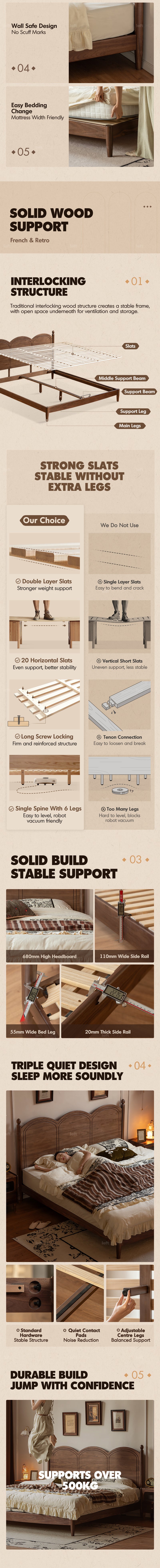 Vintage Walnut Wood Bed MIDSUMMER Good to Know - 3