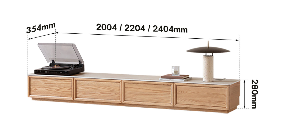 Scandinavian Oak Wood TV Console ROCKWELL Size Chart
