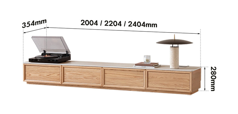 Scandinavian Oak Wood TV Console ROCKWELL Size Chart