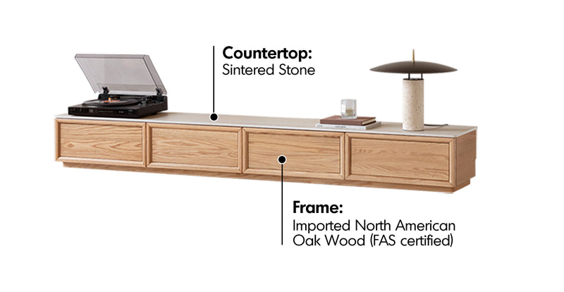 Scandinavian Oak Wood TV Console ROCKWELL Material Details Chart