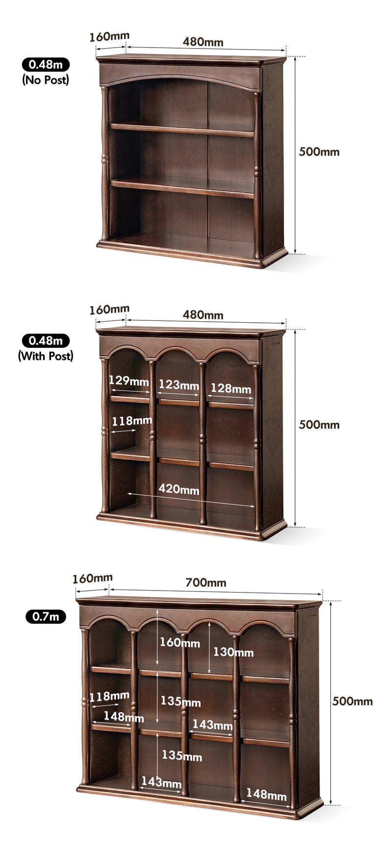 Vintage Boxwood Wood Cup Shelf VERA Size Chart