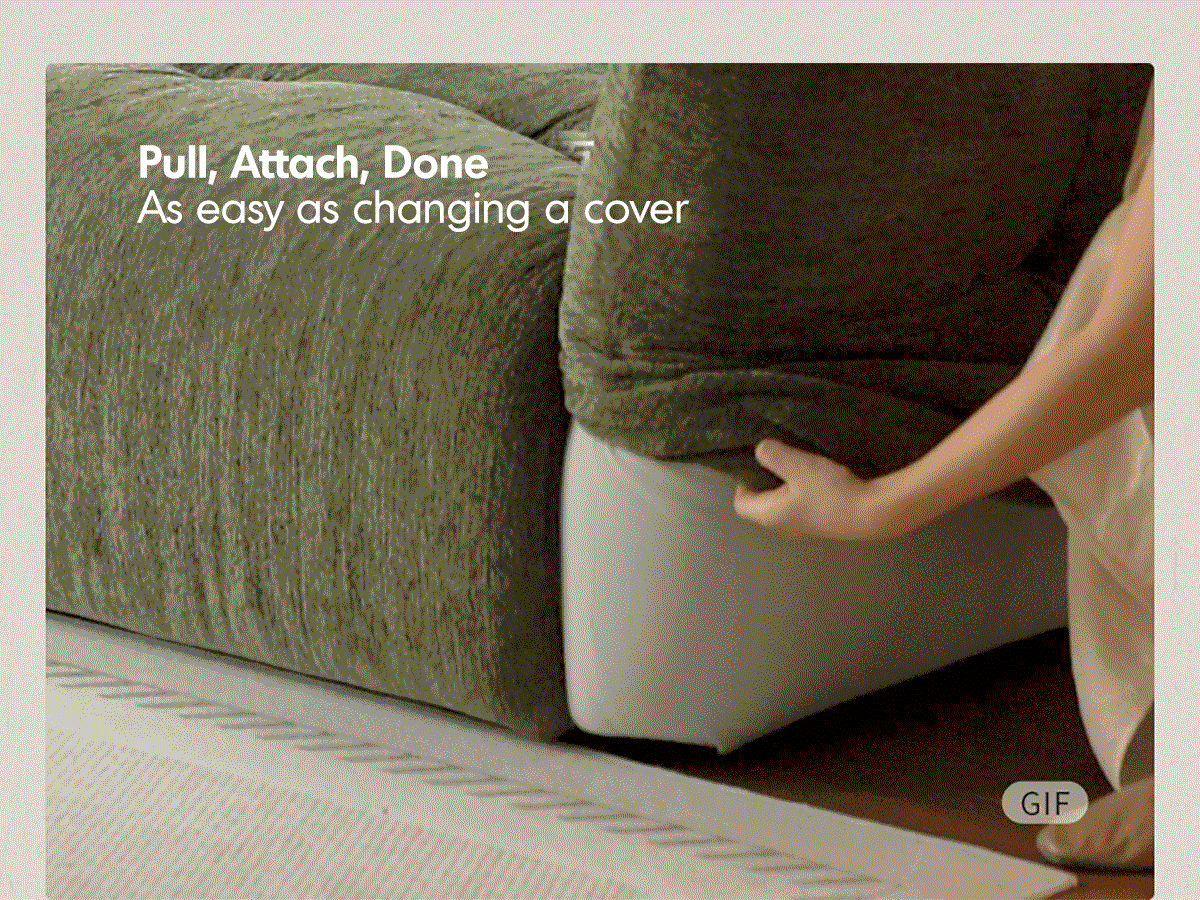 Removable fabric sofa cover for mochi sofa in real life style.