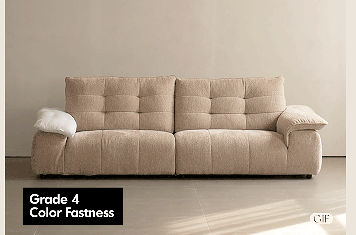 Cream Chenille Velvet Fabric 4 Seater Sofa COCONUT Good to Know - 7