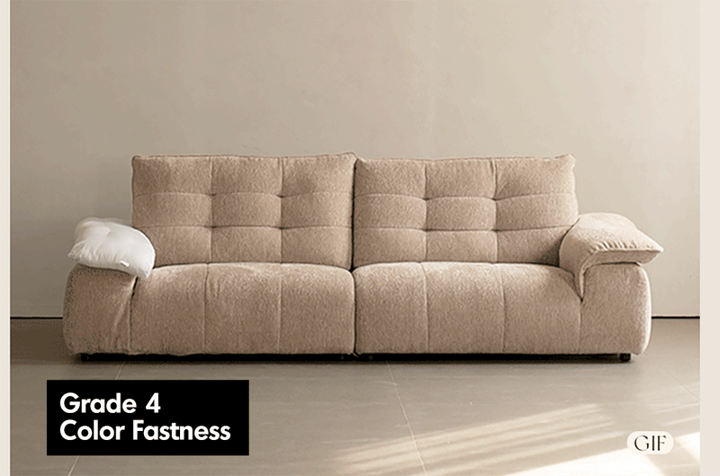 Cream Chenille Velvet Fabric 4 Seater Sofa COCONUT Good to Know - 7