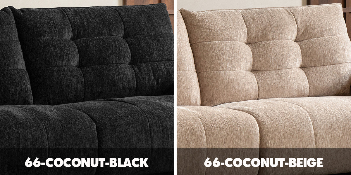 Cream Chenille Velvet Fabric 4 Seater Sofa COCONUT Color Swatches
