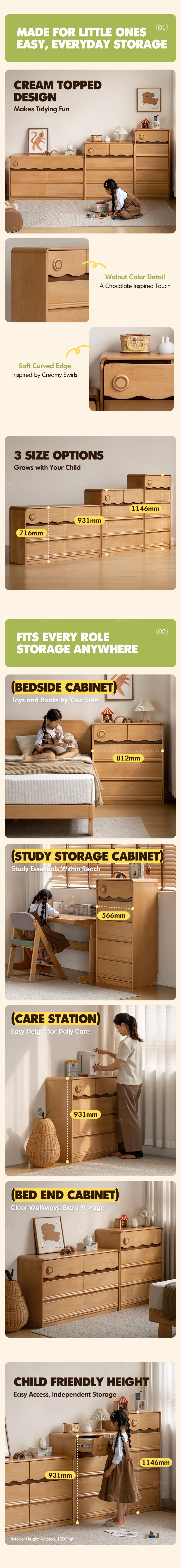 Scandinavian Beech Wood Kids Chest Of Drawers CREAMY More Details and Instruction_2