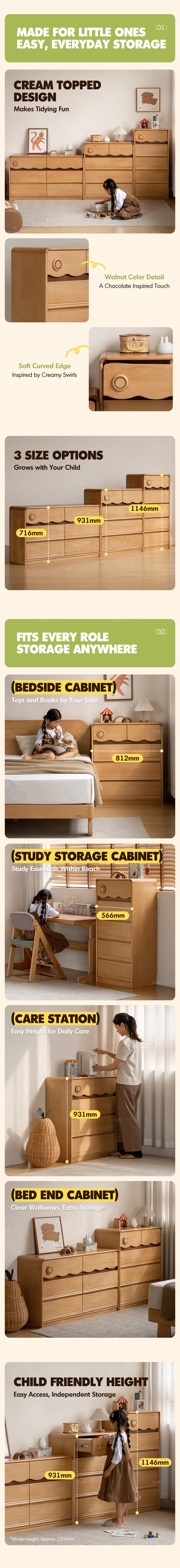 Scandinavian Beech Wood Kids Chest Of Drawers CREAMY More Details and Instruction_2