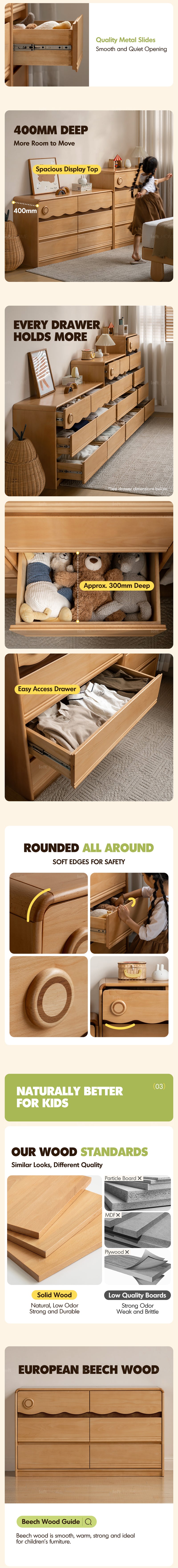 Scandinavian Beech Wood Kids Chest Of Drawers CREAMY More Details and Instruction_4