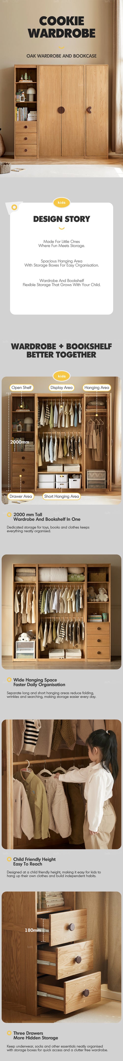 Scandinavian Oak Wood Kids Wardrobe COOKIE Good to Know Preview-1