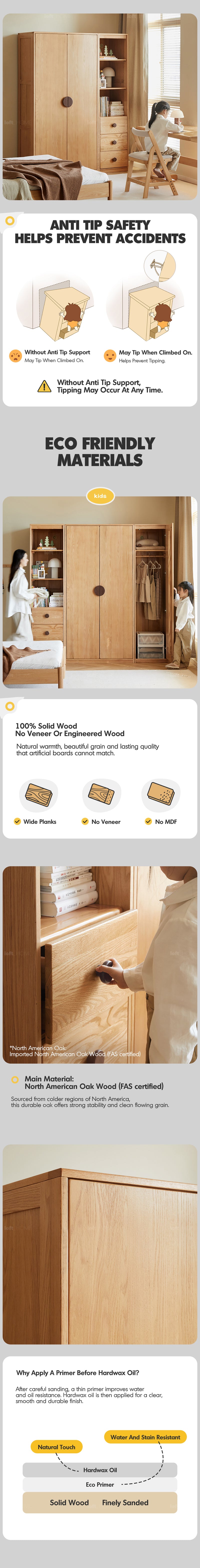 Scandinavian Oak Wood Kids Wardrobe COOKIE More Details and Instruction_3