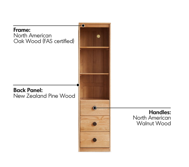 Scandinavian Oak Wood Kids Wardrobe COOKIE Material Details Chart