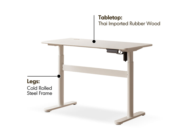 Modern Rubber Wood Electric Height Adjustable Study Table ORACLE Material Details Chart