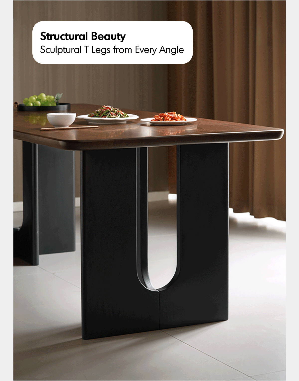 Japandi Walnut Wood Dining Table SAVOR More Details and Instruction_2