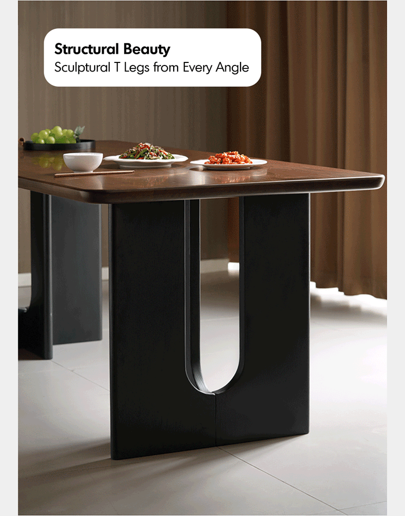 Japandi Walnut Wood Dining Table SAVOR More Details and Instruction_2
