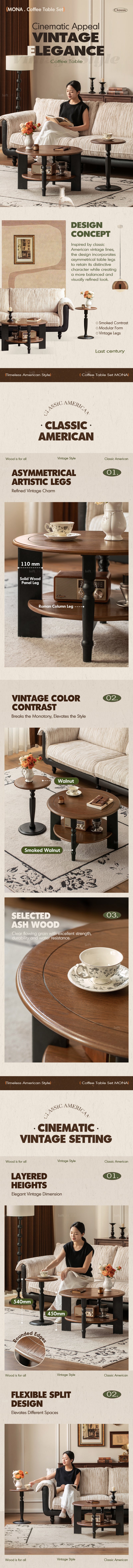 Japandi Ash Wood Coffee Table Set MONA More Details and Instruction