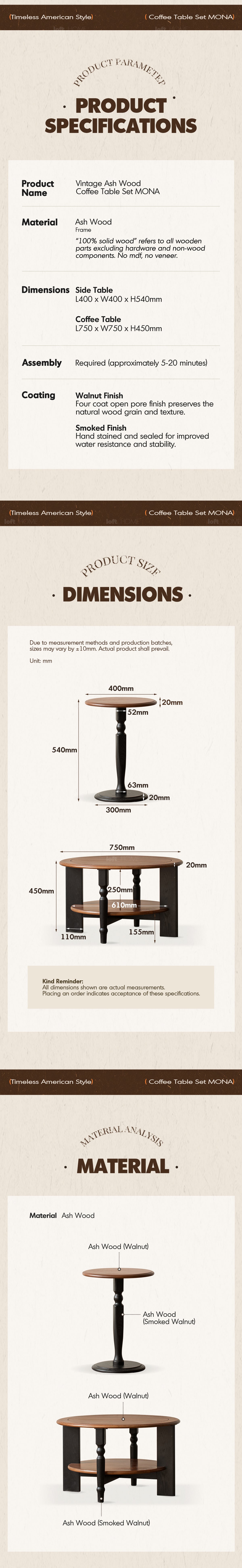 Japandi Ash Wood Coffee Table Set MONA More Details and Instruction_3
