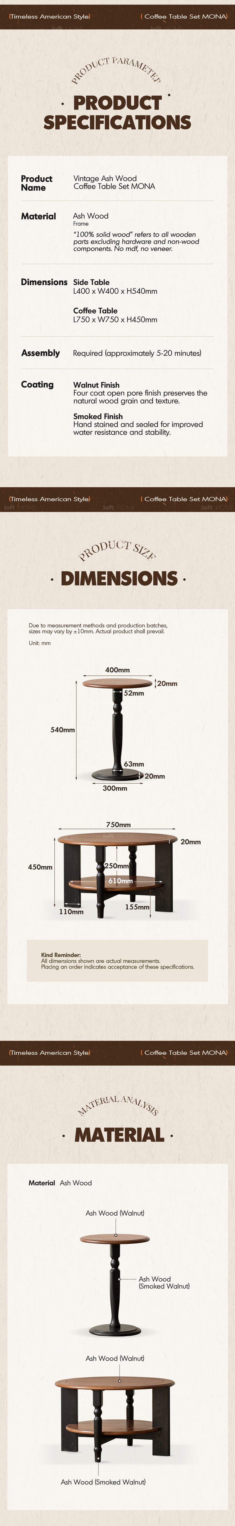 Japandi Ash Wood Coffee Table Set MONA More Details and Instruction_3