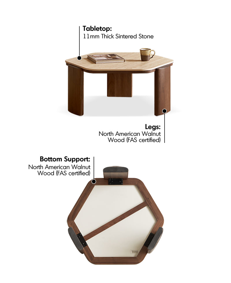 Japandi Sintered Stone Coffee Table Set SILENCE Material Details Chart