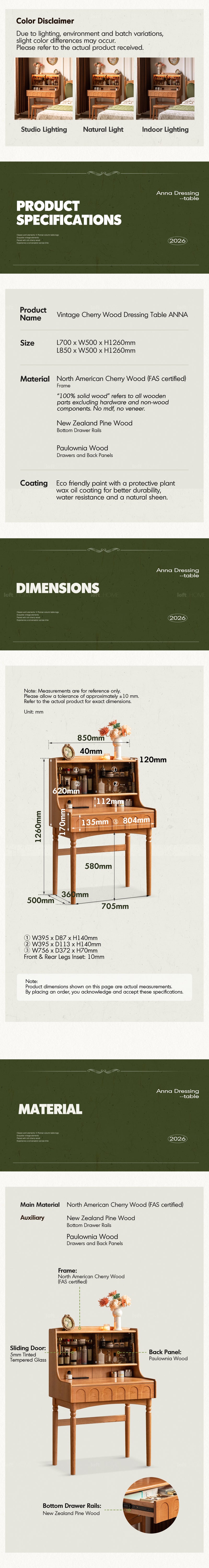 Vintage Cherry Wood Dressing Table ANNA More Details and Instruction_5