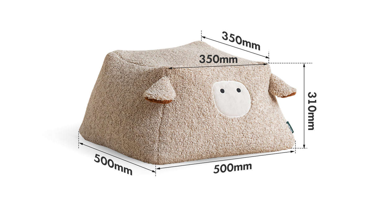 Cream Boucle Fabric Ottoman SHEEP Size Chart