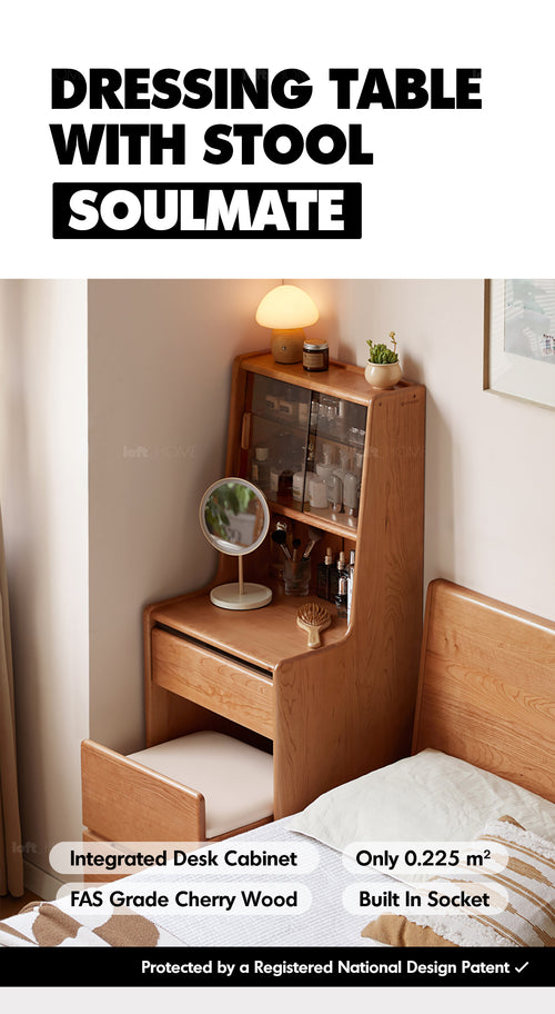 Scandinavian Cherry Wood Dressing Table With Stool SOULMATE Good to Know Preview-1