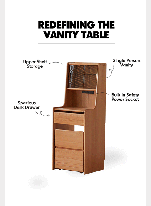 Scandinavian Cherry Wood Dressing Table With Stool SOULMATE Good to Know Preview-2