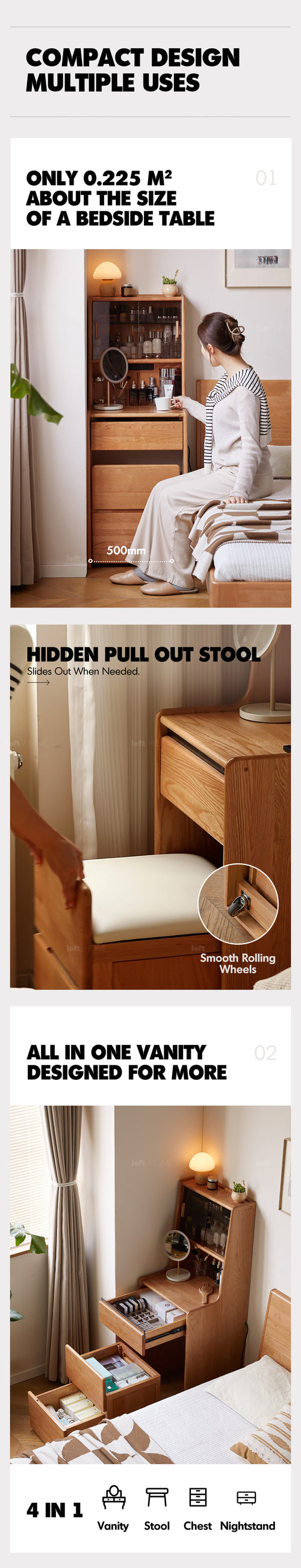 Scandinavian Cherry Wood Dressing Table With Stool SOULMATE Good to Know Preview-3