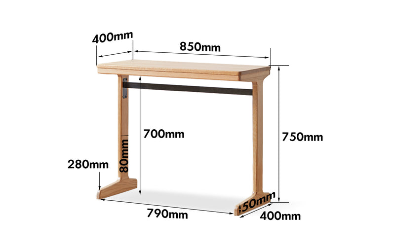 Scandinavian Wood Study Table KANGAROO Size Chart