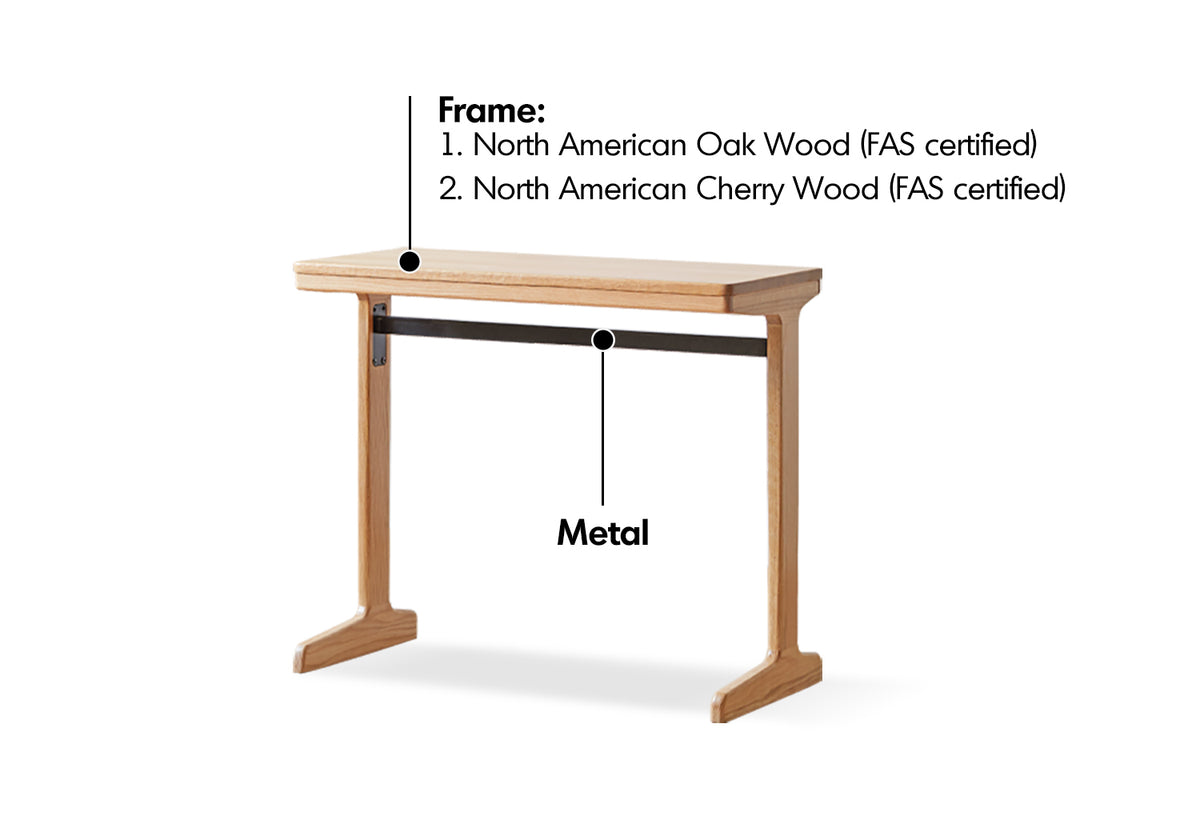 Scandinavian Wood Study Table KANGAROO Material Details Chart