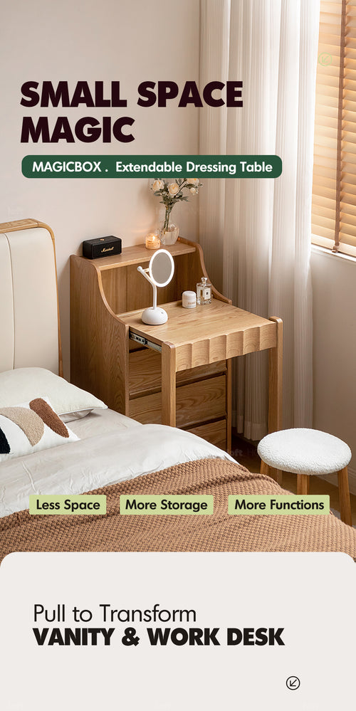 Scandinavian Oak Wood Extendable Dressing Table MAGICBOX Good to Know Preview-1