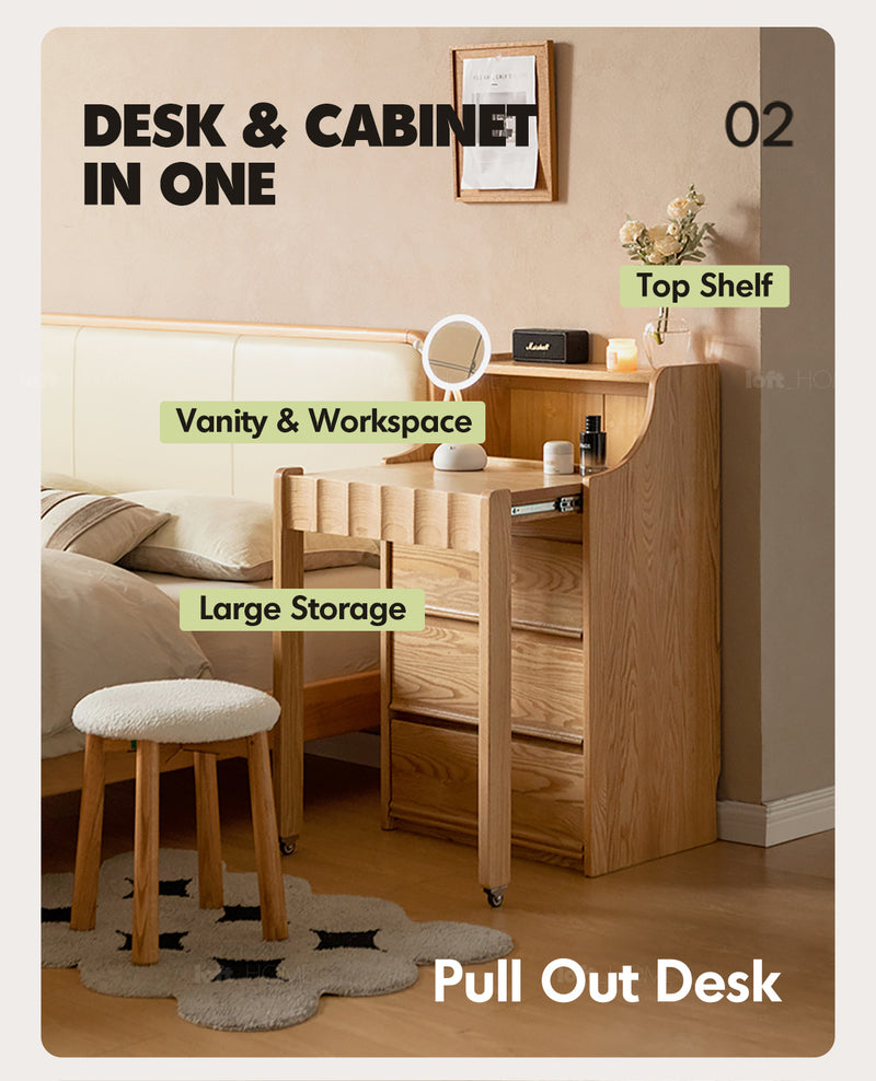 Scandinavian Oak Wood Extendable Dressing Table MAGICBOX More Details and Instruction_5