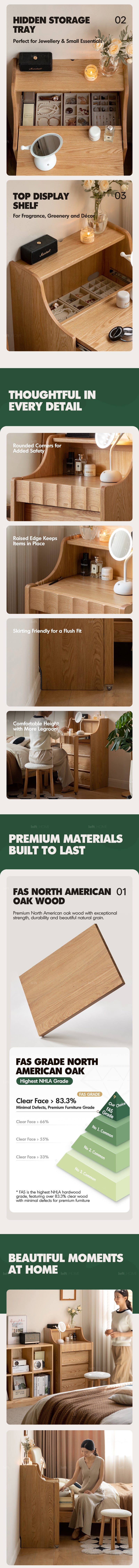 Scandinavian Oak Wood Extendable Dressing Table MAGICBOX More Details and Instruction_9