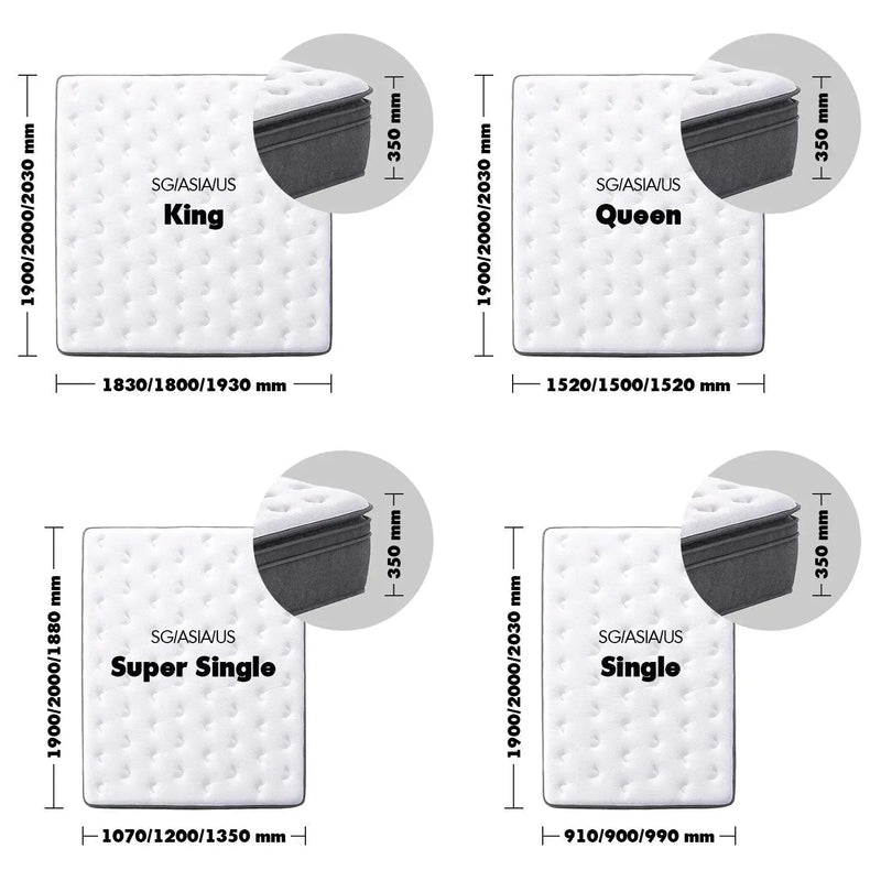 35cm latex gel memory foam pocket spring mattress deep size charts.