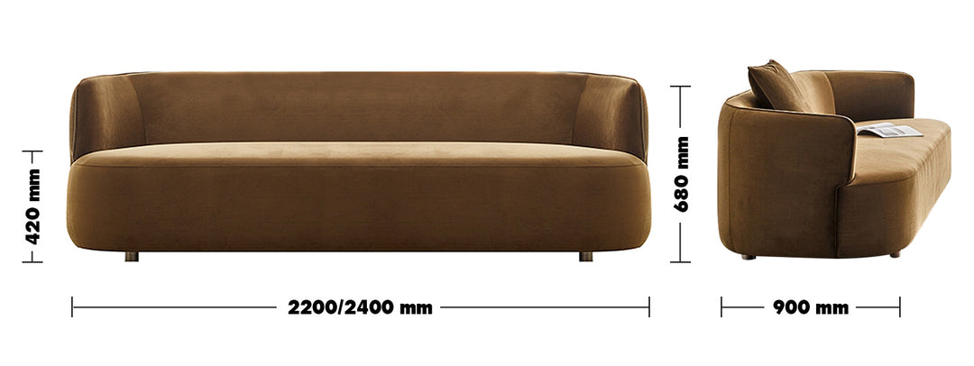 Minimalist Fabric 3 Seater Sofa HEB Size Chart