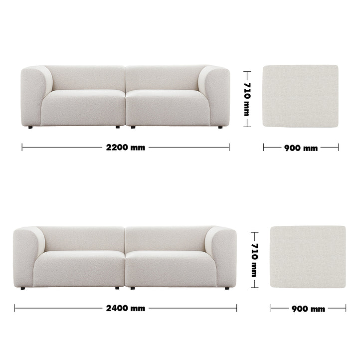 Minimalist Fabric 3 Seater Sofa FLOWER Size Chart