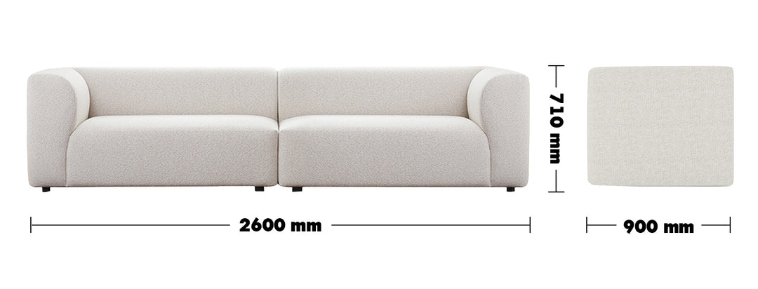 Minimalist Fabric 4 Seater Sofa FLOWER Size Chart