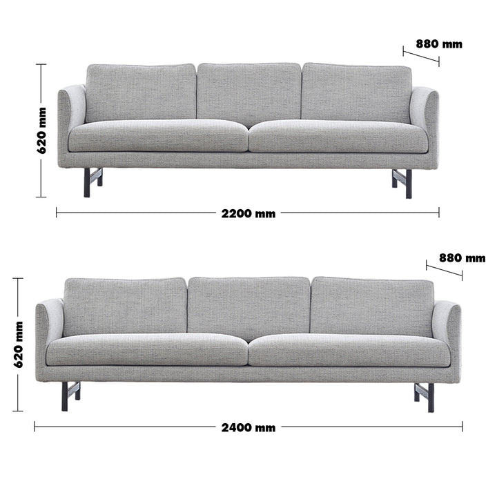Minimalist Fabric 3 Seater Sofa NOR Size Chart