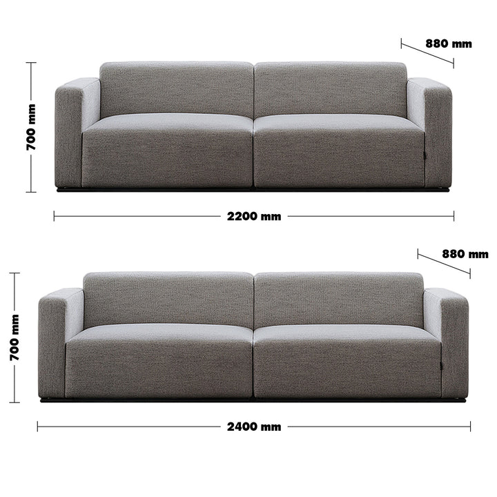 Minimalist Fabric 3 Seater Sofa NEMO Size Chart
