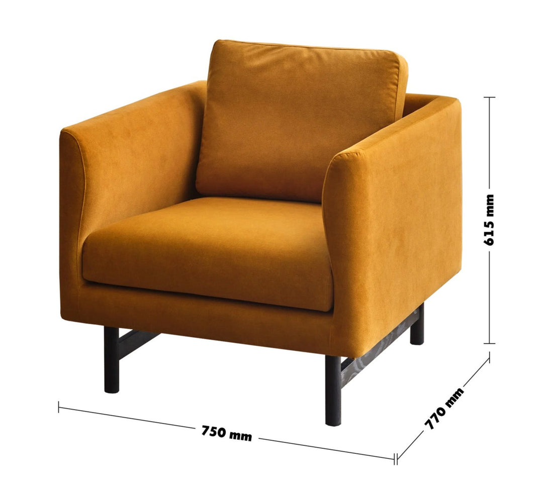 Minimalist Fabric 1 Seater Sofa NOR Size Chart