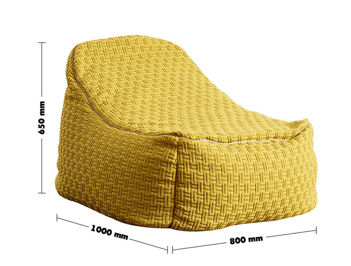 Minimalist Fabric Bean Bag Sofa CHARLES Size Chart