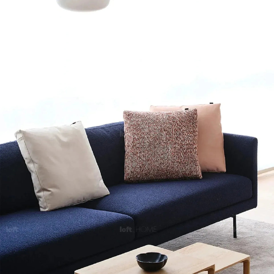 Modern fabric sofa pillow spring red color swatches.