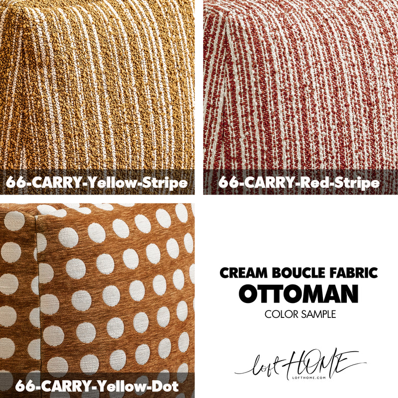 Cream Boucle Fabric Ottoman CARRY Color Swatches
