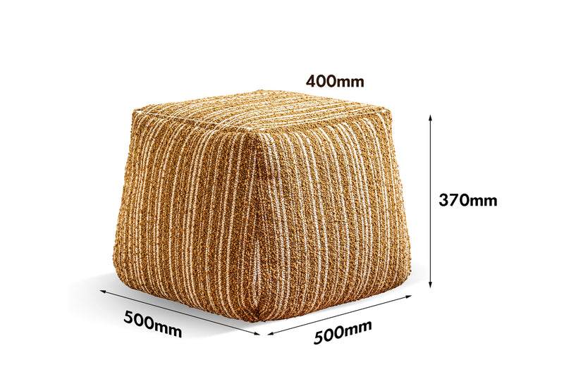 Cream Boucle Fabric Ottoman CARRY Size Chart